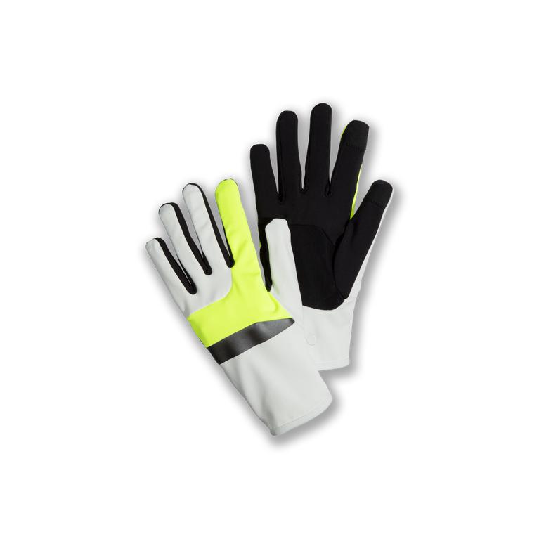 Brooks Women's FUSION MIDWEIGHT Running Gloves - Icy Grey/Black/NIghtlife/GreenYellow - Canada (JRIC